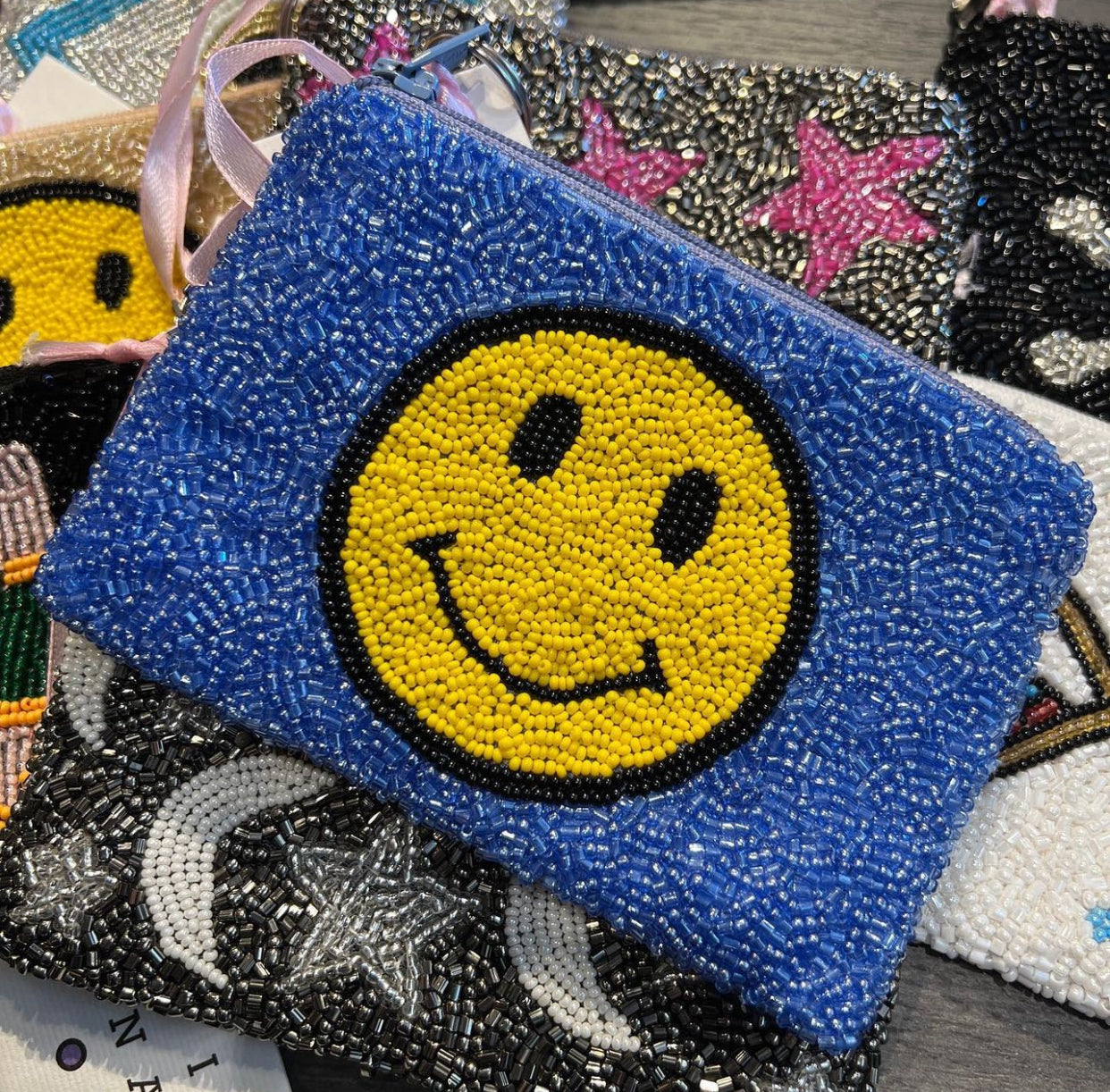Beaded Smiley Coin Purse