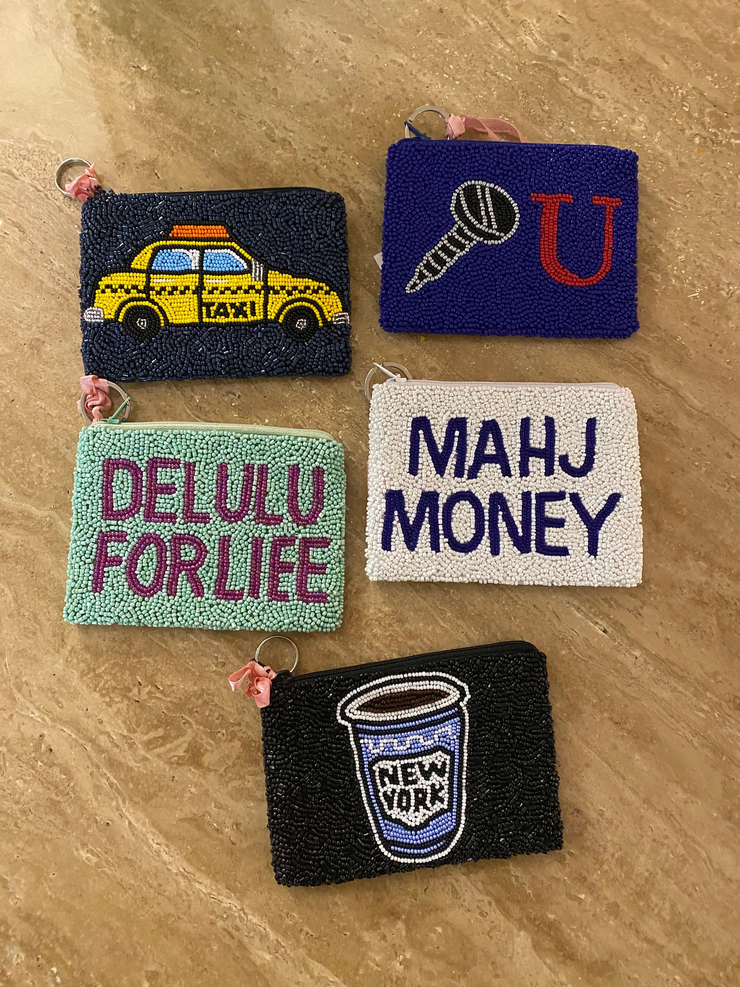 Mahj Money Beaded Coin Purse