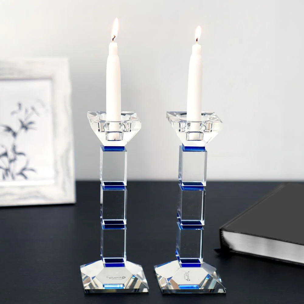 Crystal Candlesticks Square Design Set of Two