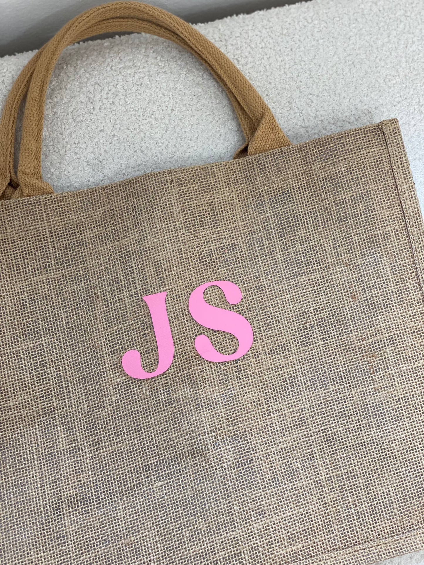Personalized Jute Burlap Tote Bag – Custom Monogrammed Reusable Gift or Bridesmaid Bag