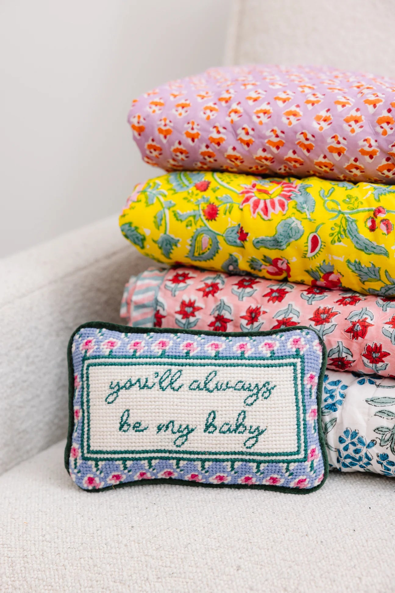 “Be My Baby” Handmade Needlepoint Baby Pillow