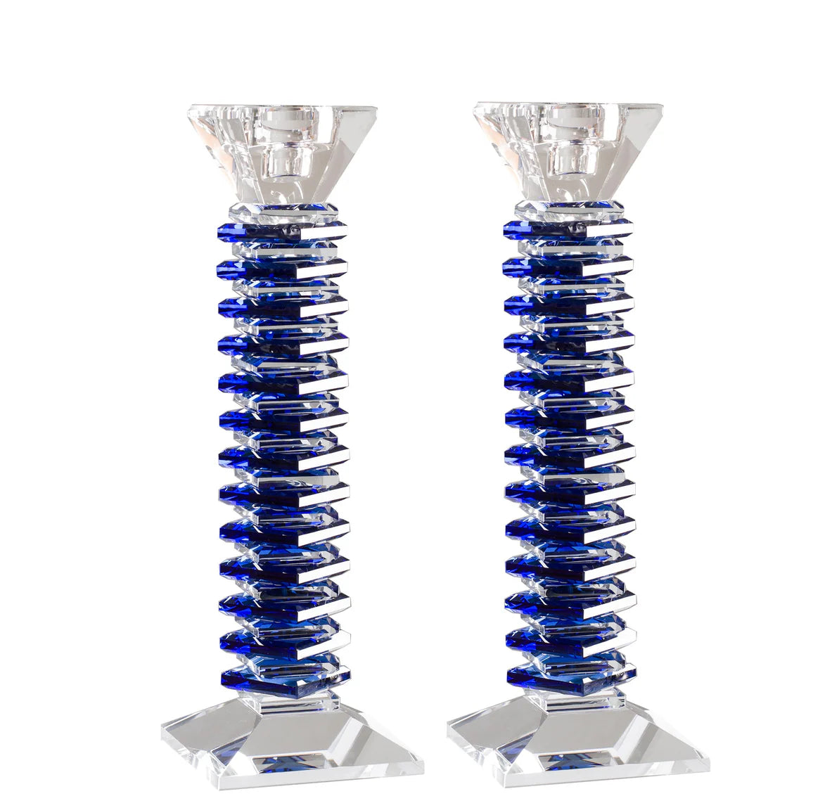 Crystal glass tapered candlesticks