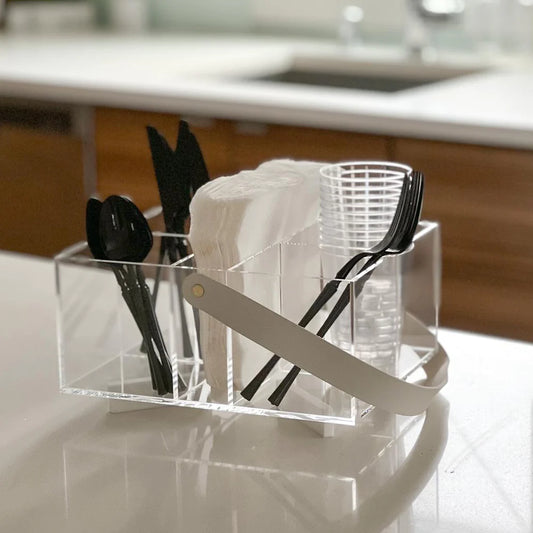 Lucite acrylic utensil caddy holder . Utensil organizer