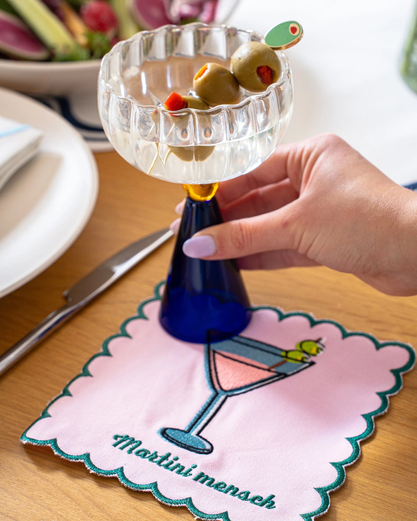 Martini Mensch Embroidered Cocktail Napkins