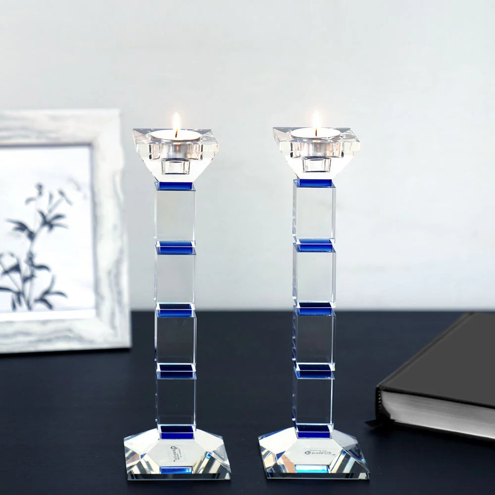 Crystal Candlesticks Square Design Set of Two