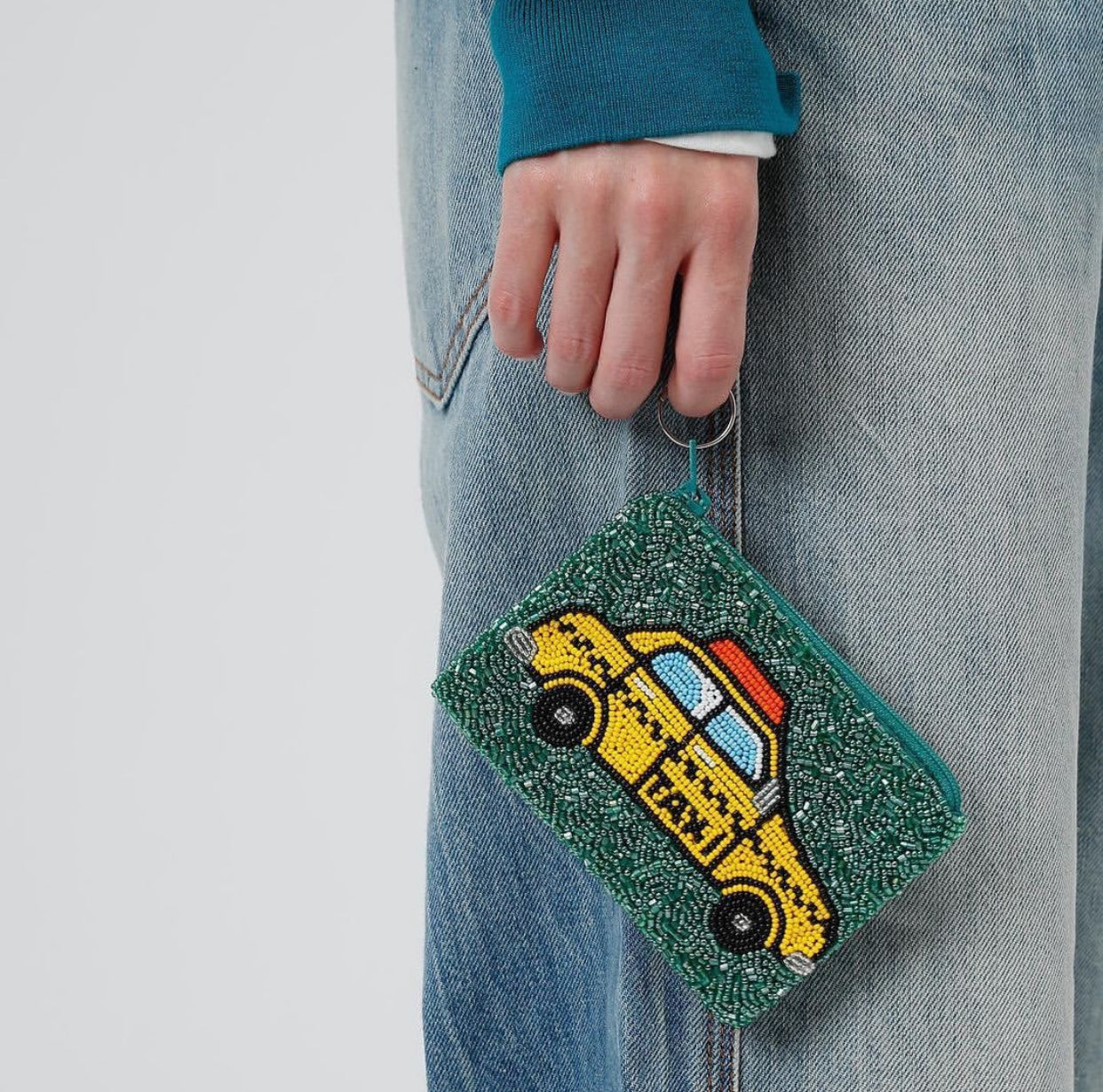 Handmade Beaded Taxi Cab Coin Purse – NYC-Inspired Handmade Clutch