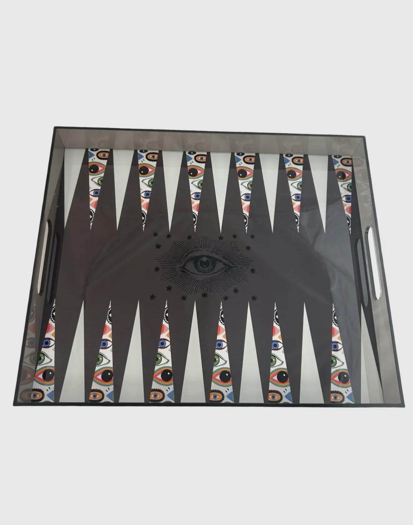 Lucite Backgammon Tray and Game - Evil Eye Design