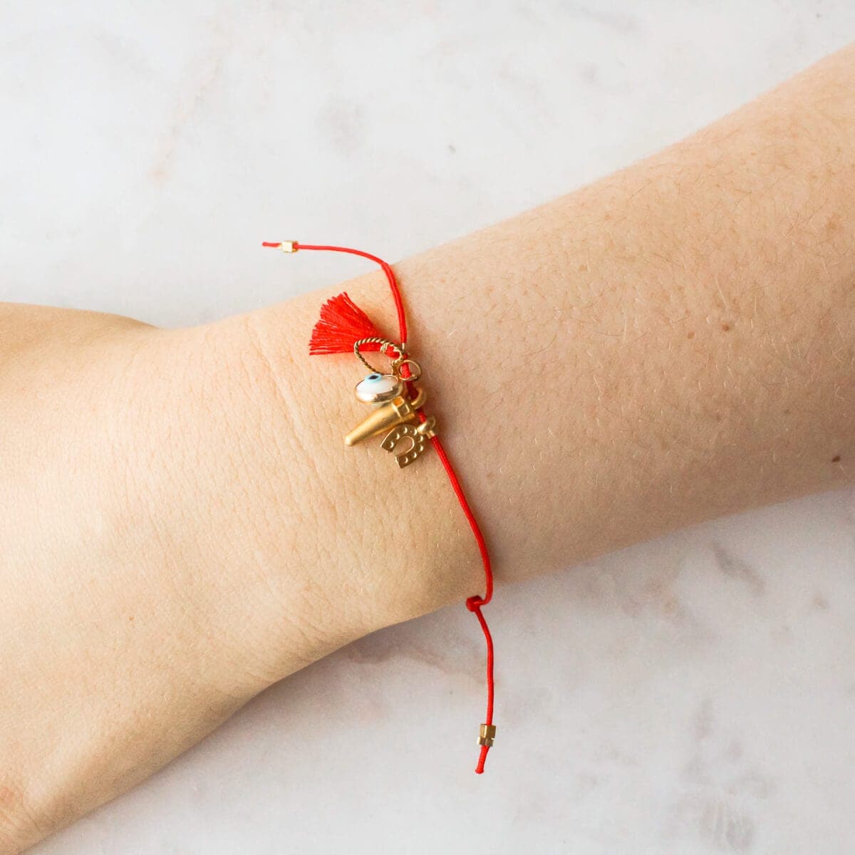 All The Luck Red String Charm Bracelet