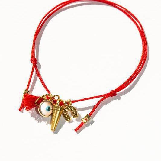 All The Luck Red String Charm Bracelet