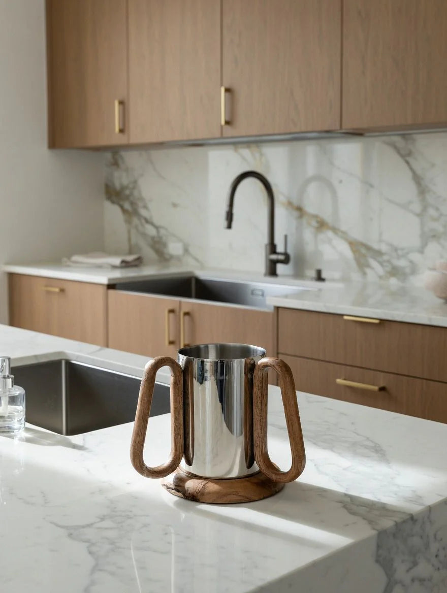 Wood & Stainless Steel Washing Cup