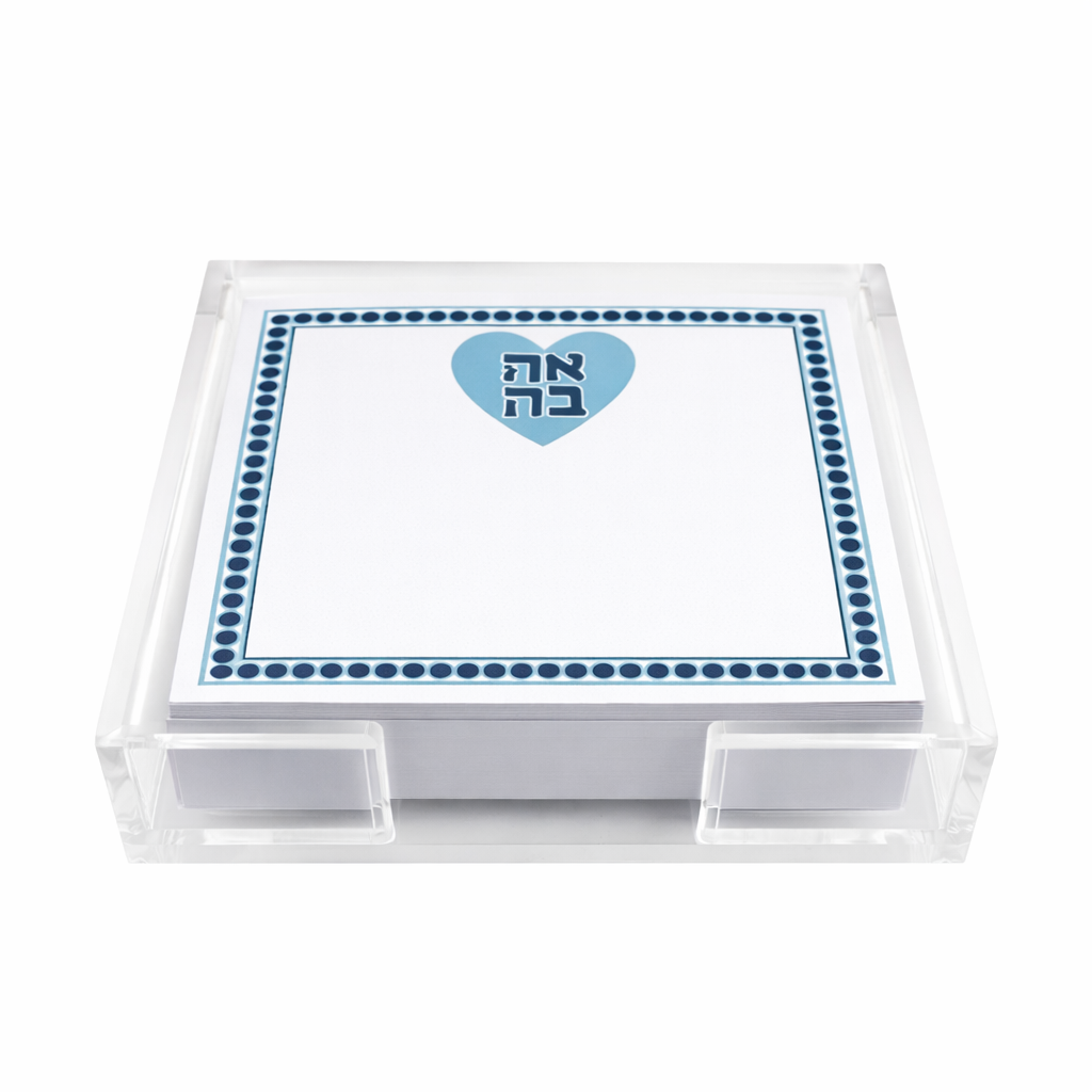 Notepad in Acrylic Holder Ahava Love Heart