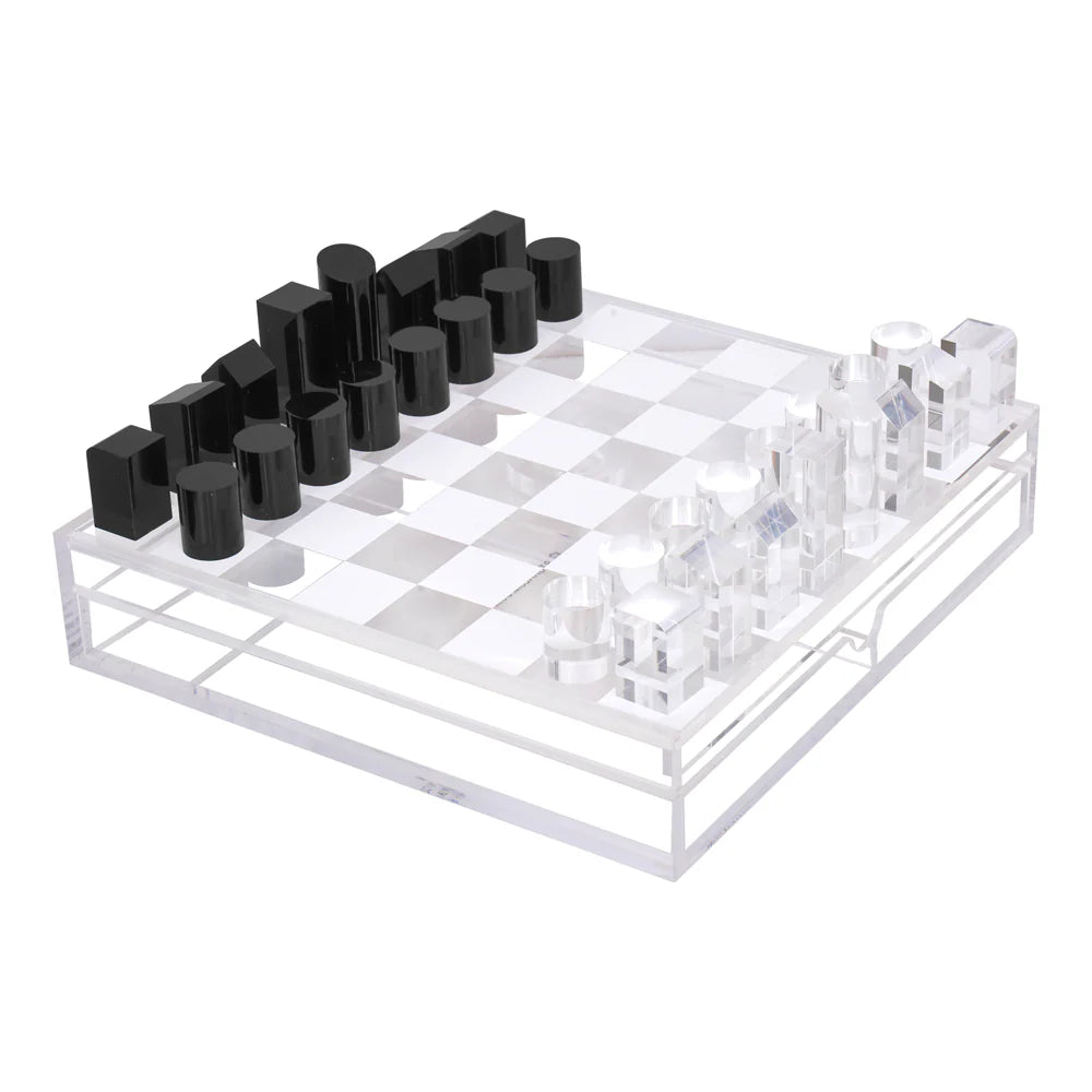 Lucite Tic Tac Toe & Chess Game Set