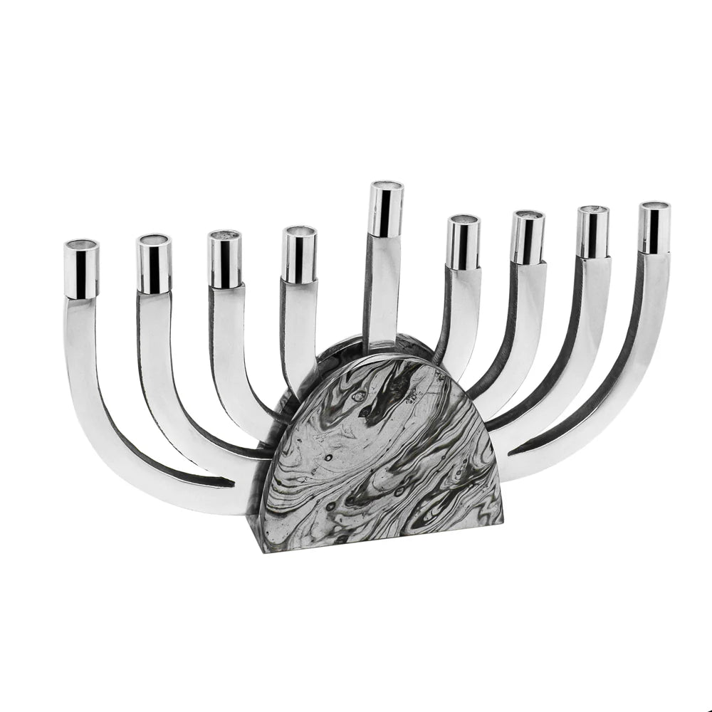 Elegant Aluminum Menorah with Marble design