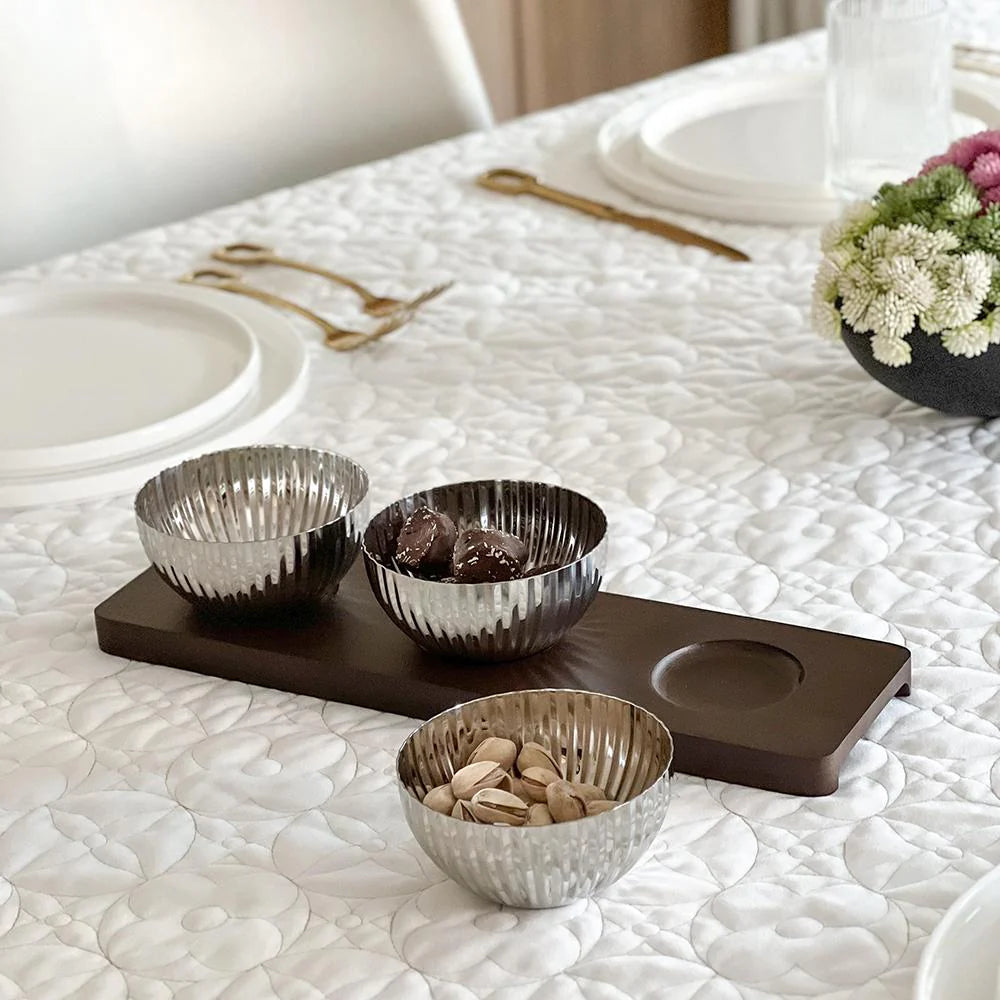 Metal Shell Shaped Dip Bowls with Wooden Tray