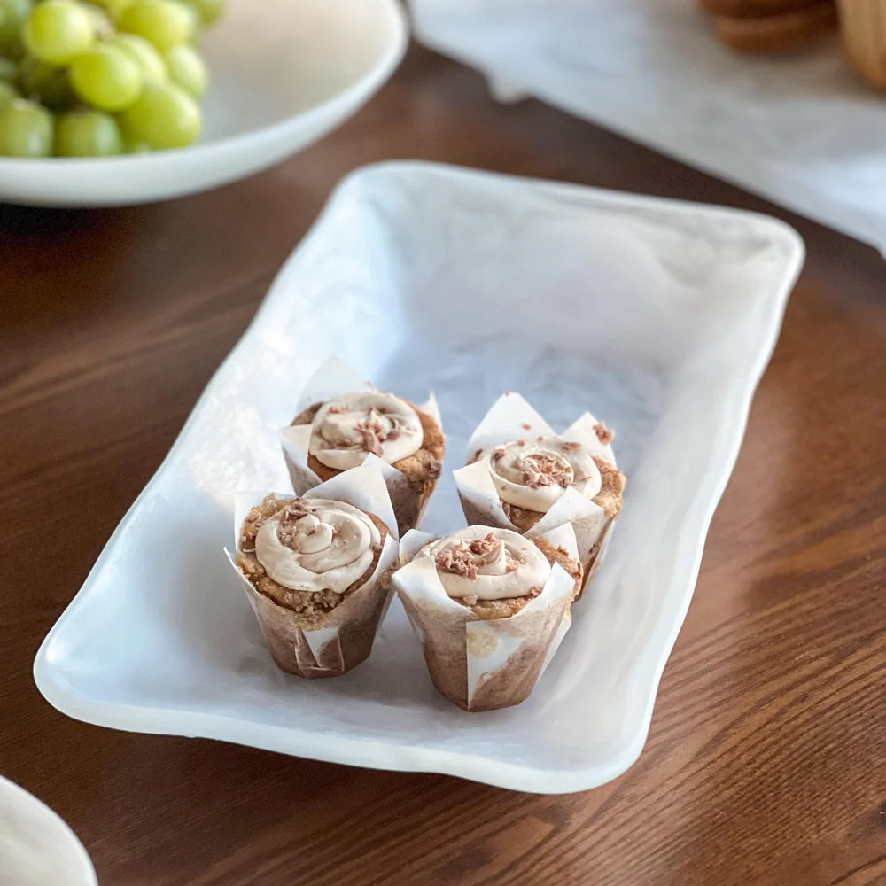 White Resin Serving Tray Bowl | Elegant Serving Tray