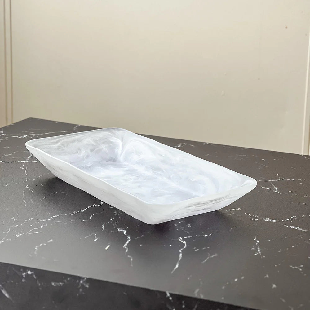 White Resin Serving Tray Bowl | Elegant Serving Tray