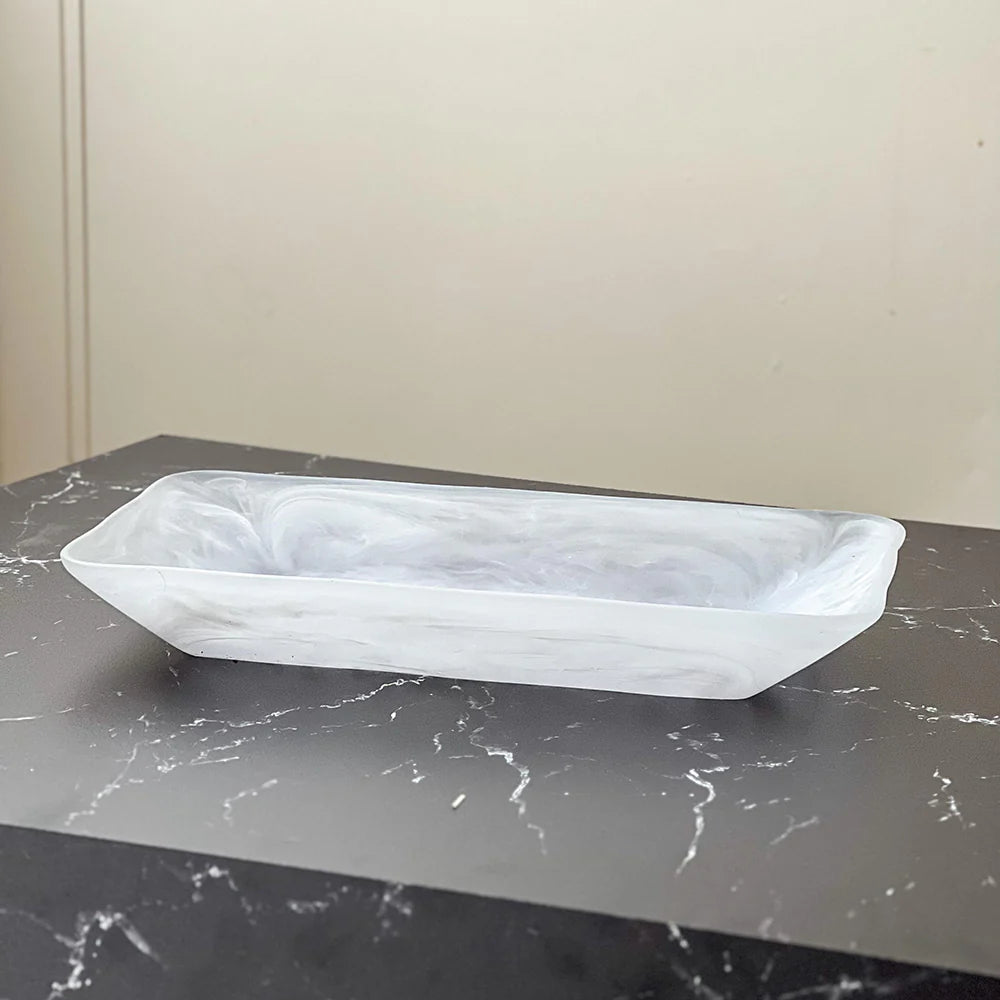 White Resin Serving Tray Bowl | Elegant Serving Tray
