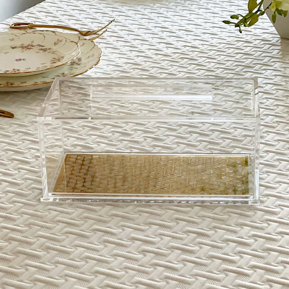 Lucite and Laser Cut Cake Rectangular Tray Dome with Lid