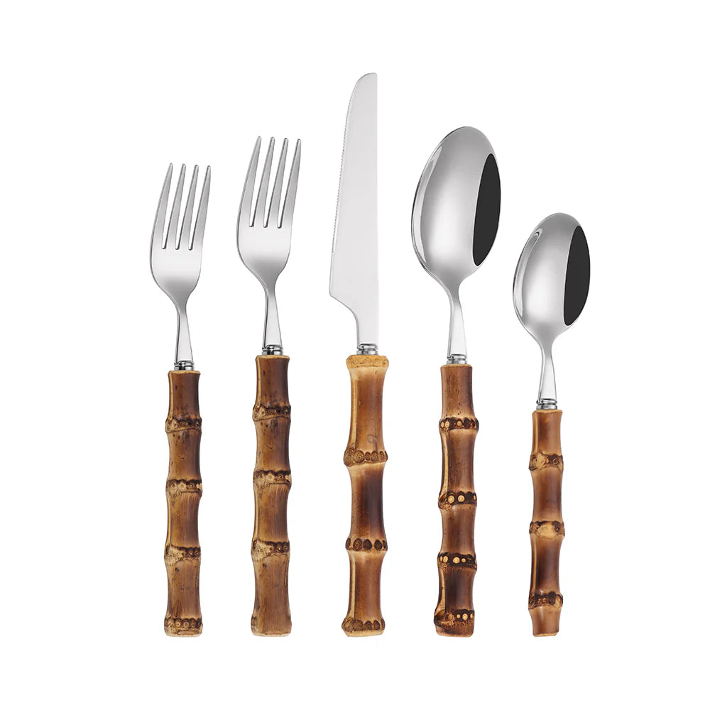 Stainless Steel Bamboo Flatware Set
