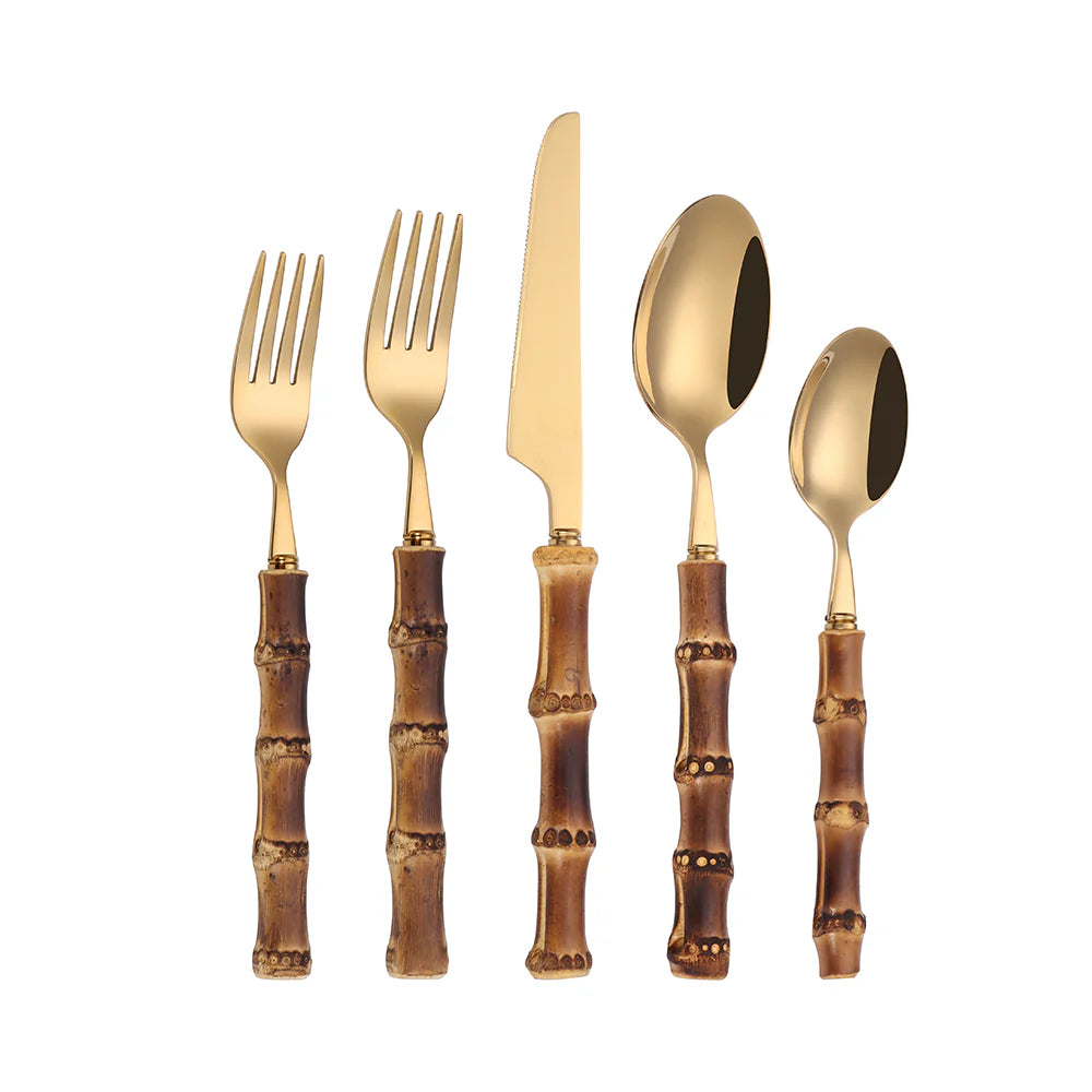 Stainless Steel Bamboo Flatware Set