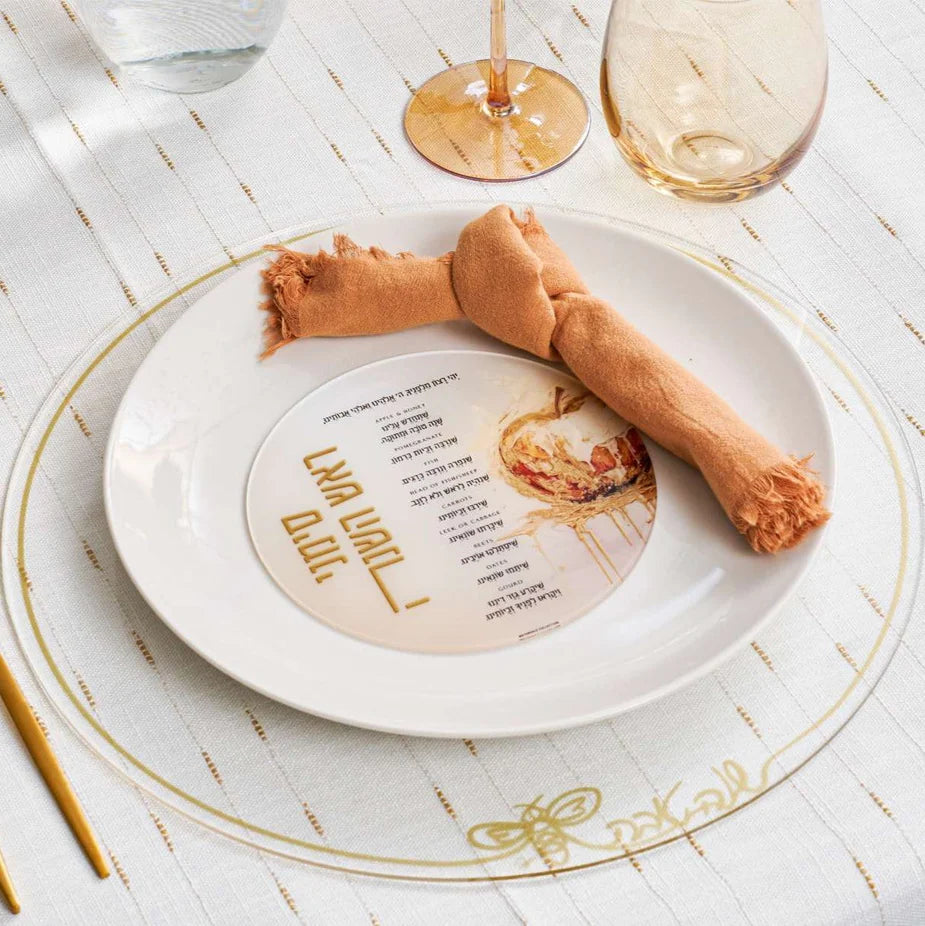 Round Painted Rosh Hashana Simanim Card