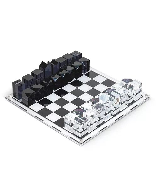 Acrylic Chess Set lucite black and white game set gift