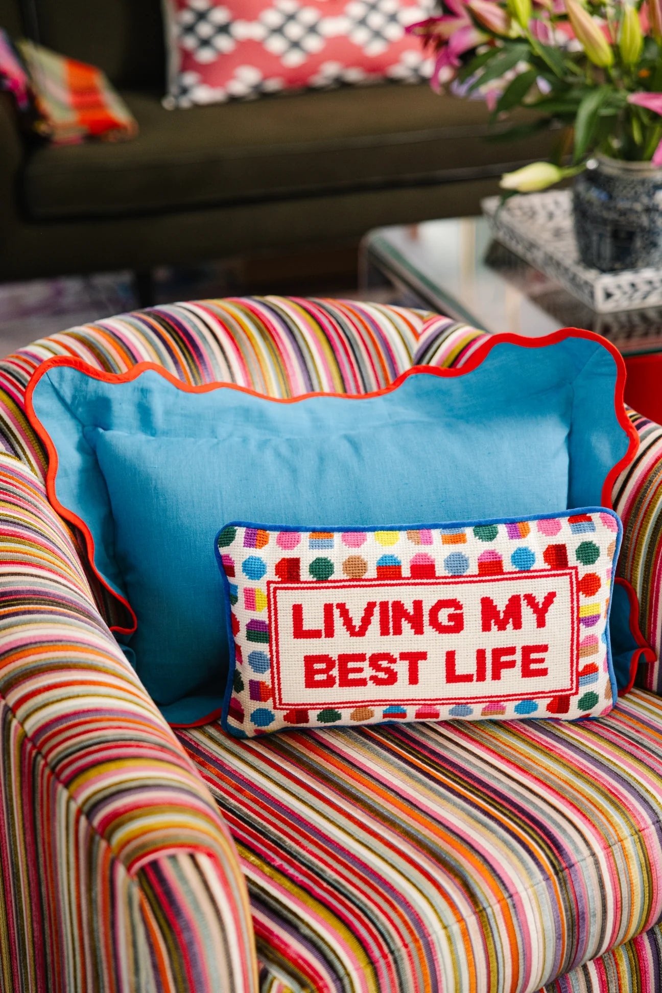 Living My Best Life Embroidered Pillow - Little Somethings NYC