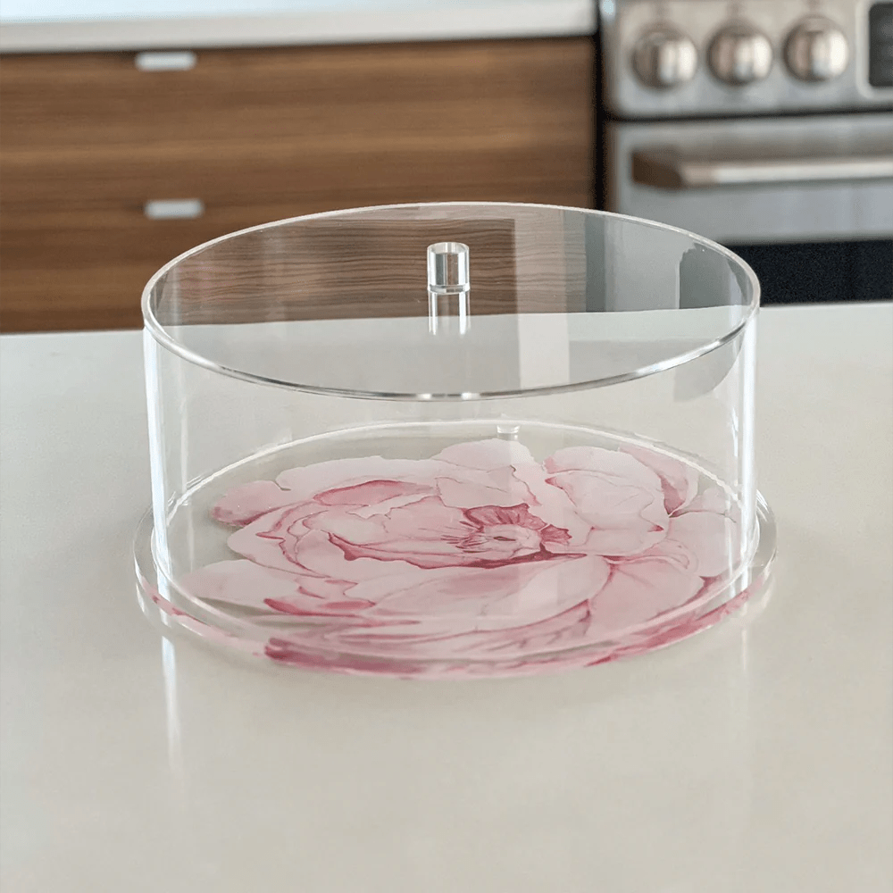 Lucite Flower Printed Cake Dome - Little Somethings NYC