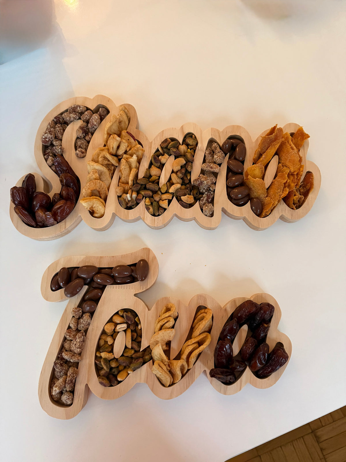 Shana Tova Wooden Rosh Hashanah Candy Tray | Jewish New Year Hostess Gift