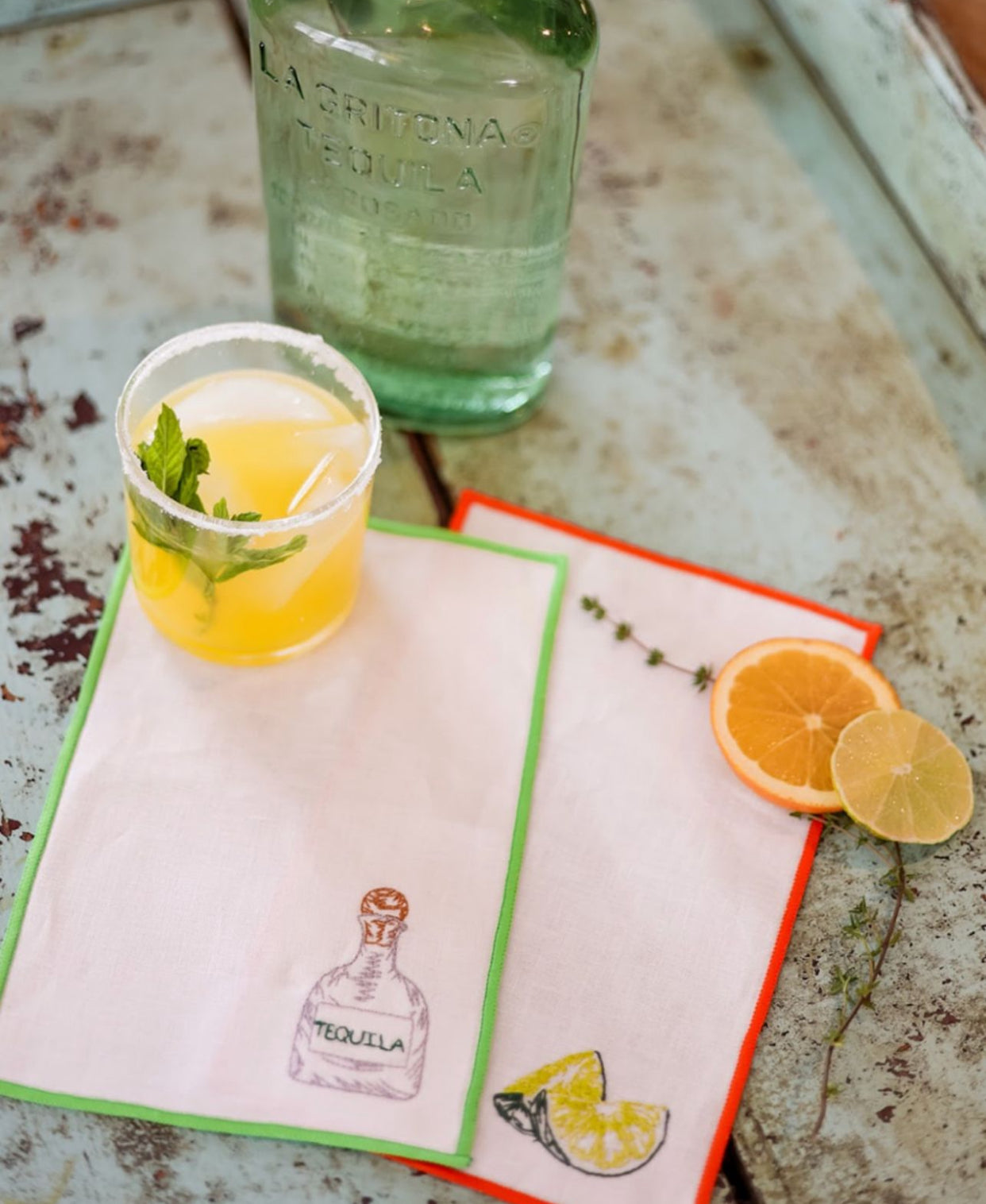 Tequila & Limes embroidered napkins