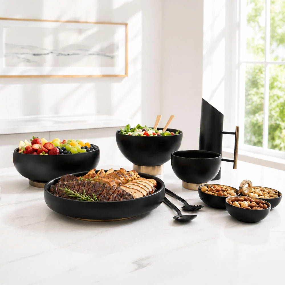 Matte Black Stainless Steel Serving Tray