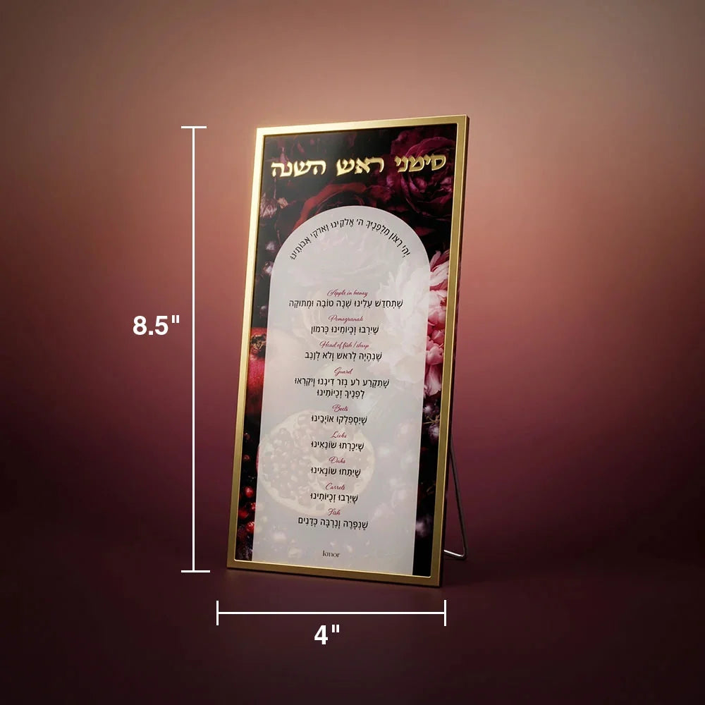 Velvet Orchard Simanim Card Display - Hebrew & English Headings