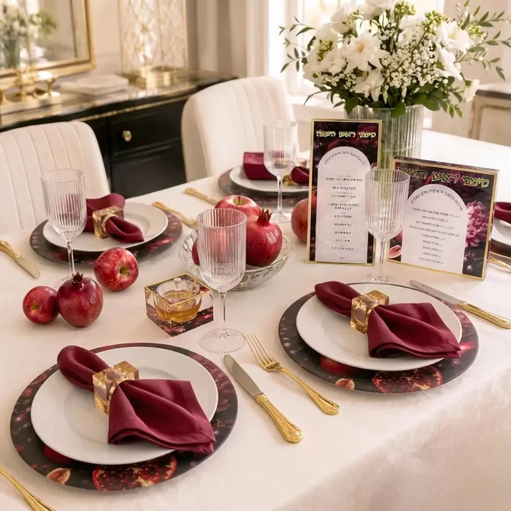 Velvet Orchard Simanim Card Display - Hebrew & English Headings