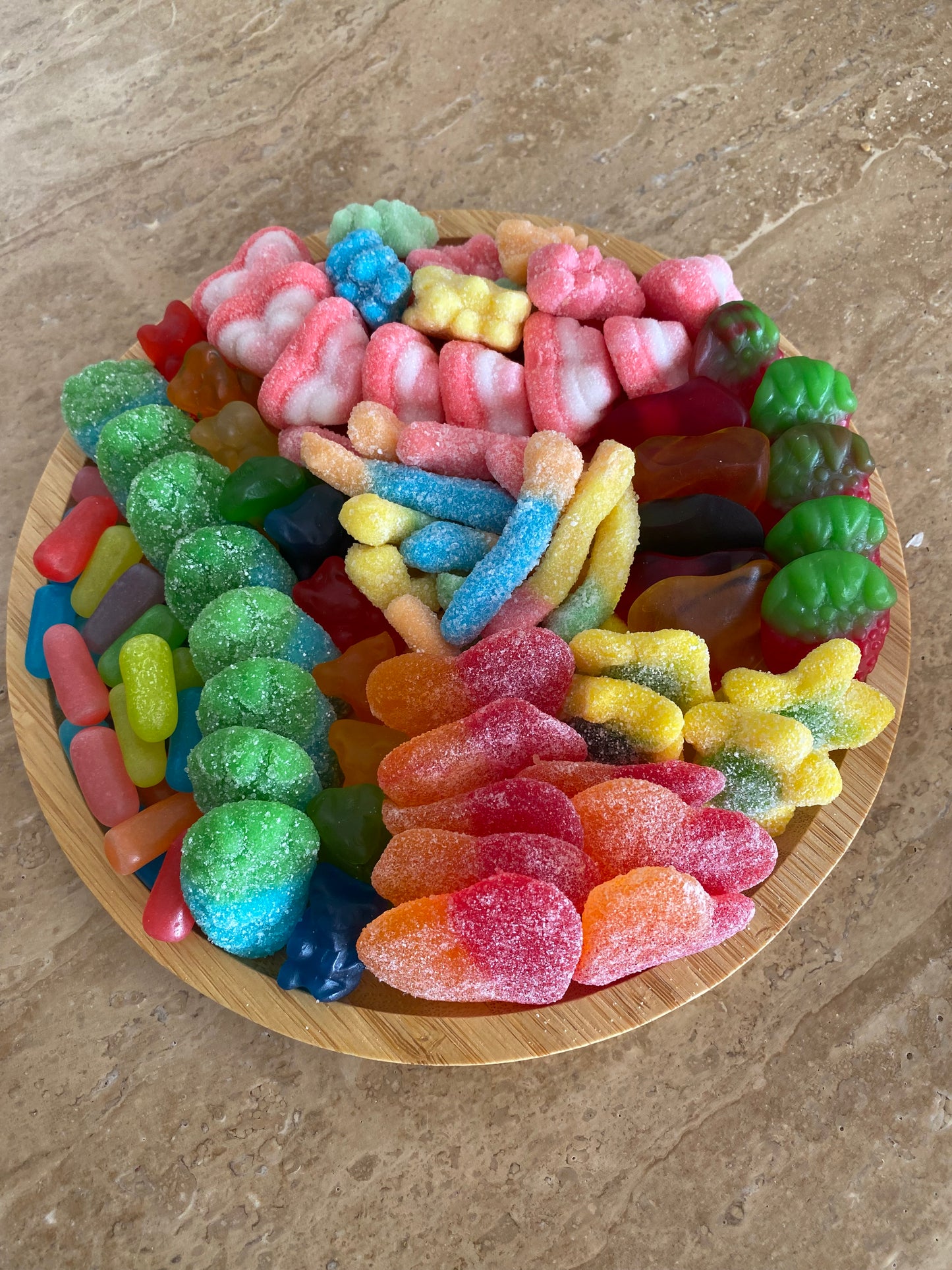 Kosher Candy Tray on Reusable Bamboo Charcuterie Board | Perfect Hostess, Shabbat & Holiday Gift