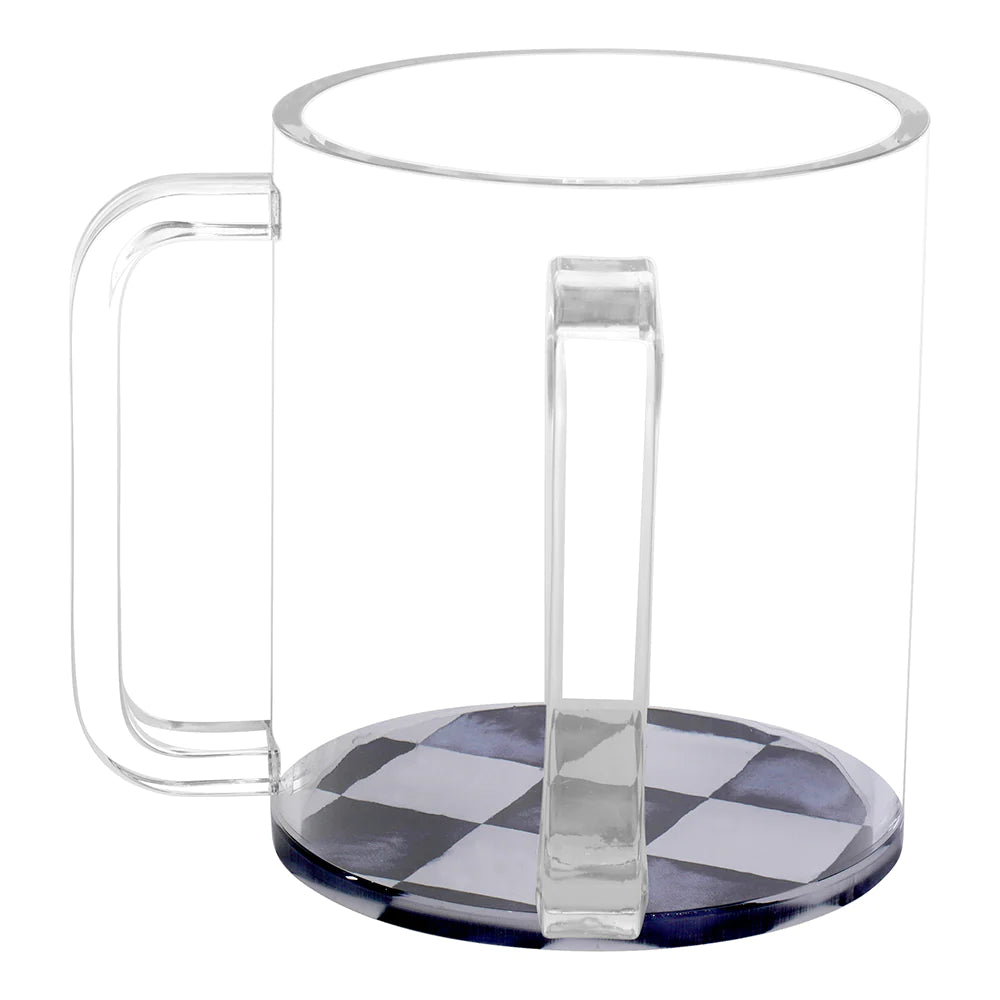 Lucite Wash Cup with Chic Checkered Base