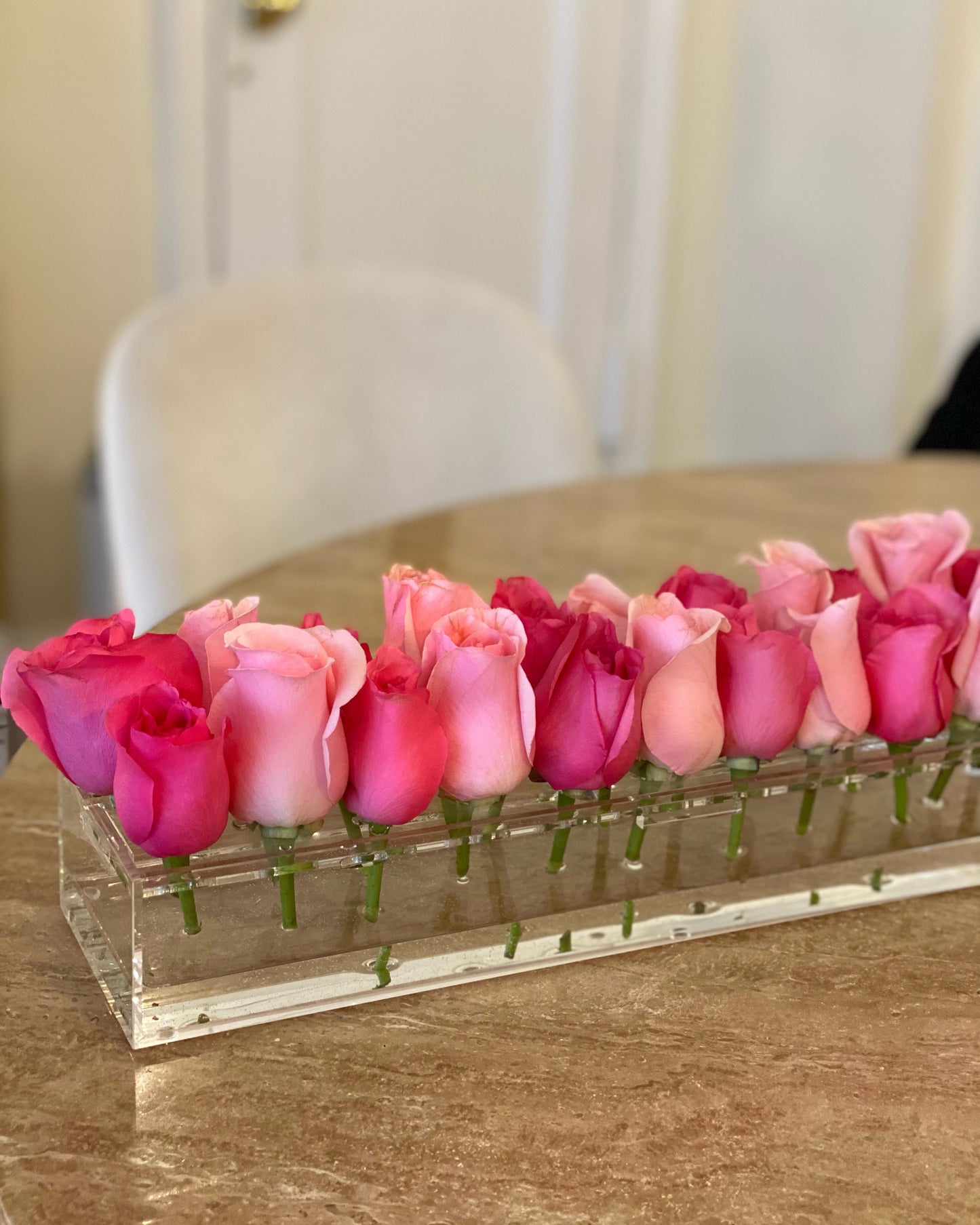 Lucite Rectangle Flower Box Centerpiece