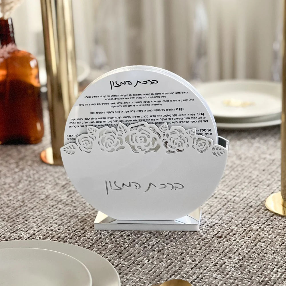 product-1-1 Lucite Round Bencher Set with Laser Cut Flowers – Little Somethings NYC