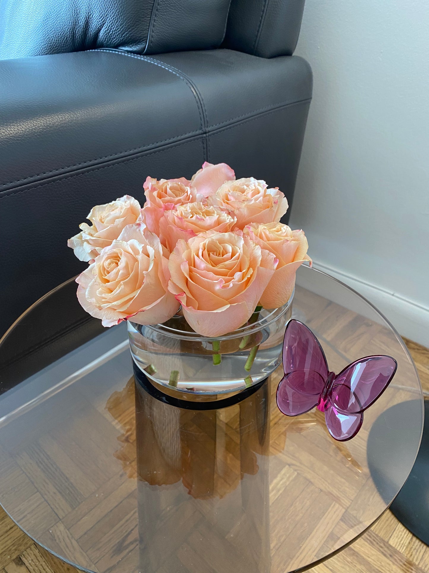 Round Lucite Flower Box Vase