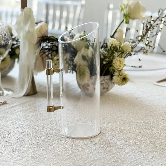 Lucite Drink Pitcher with Gold Handles