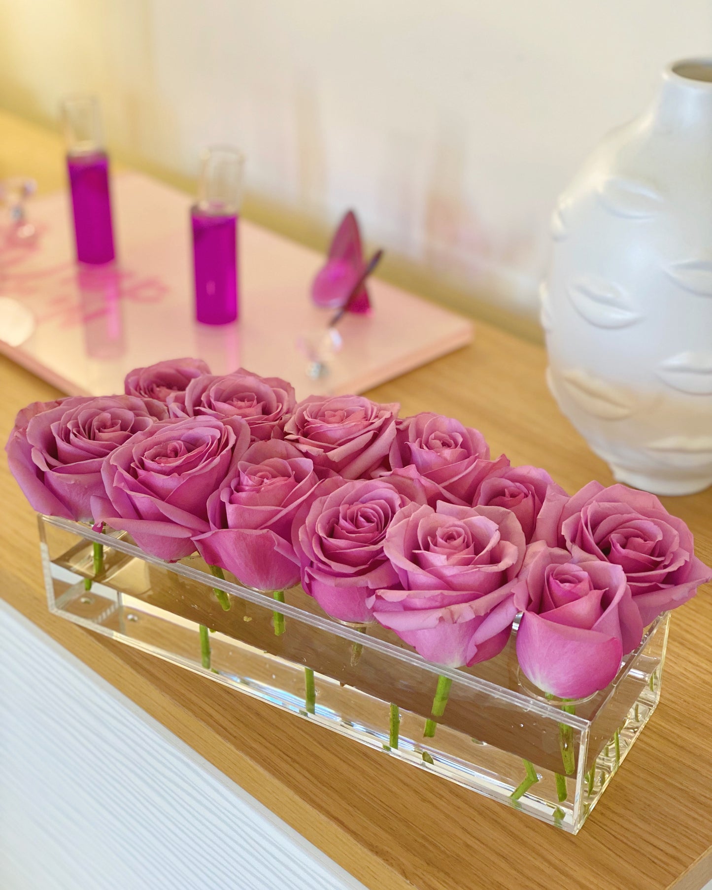 Lucite Rectangle Flower Box Centerpiece