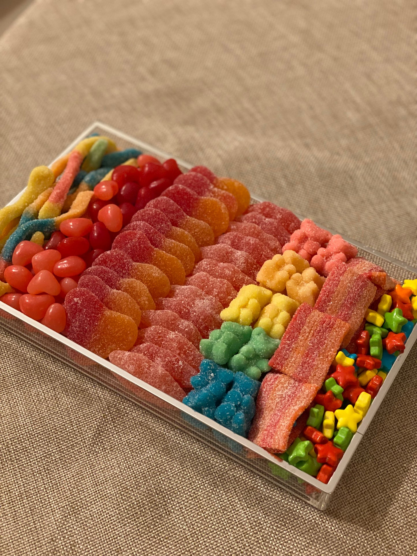 Lucite Signature Rainbow Kosher Candy Tray - Medium Size