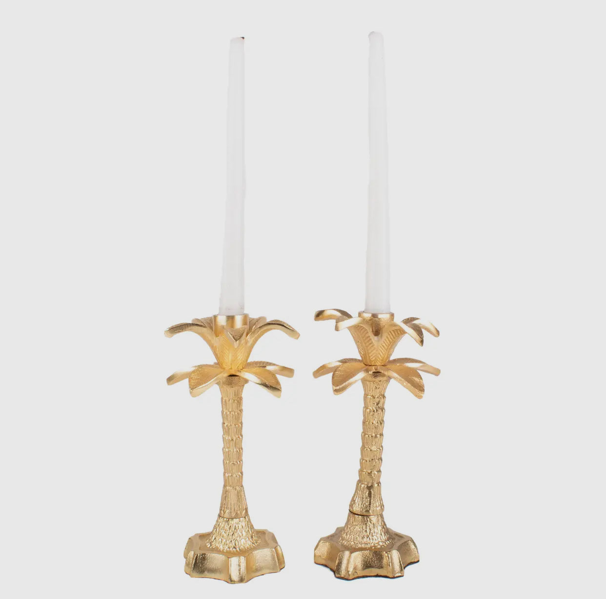 Palm Tree Gold Candlestick Set shabbos gold candlesticks