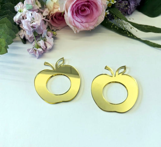 Rosh Hashanah Mirrored Apple Napkin Rings - set of 8 gold