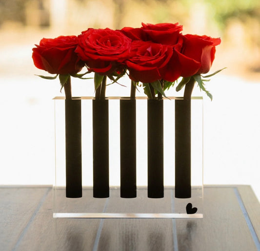 5 Hole Large Black Acrylic Vase