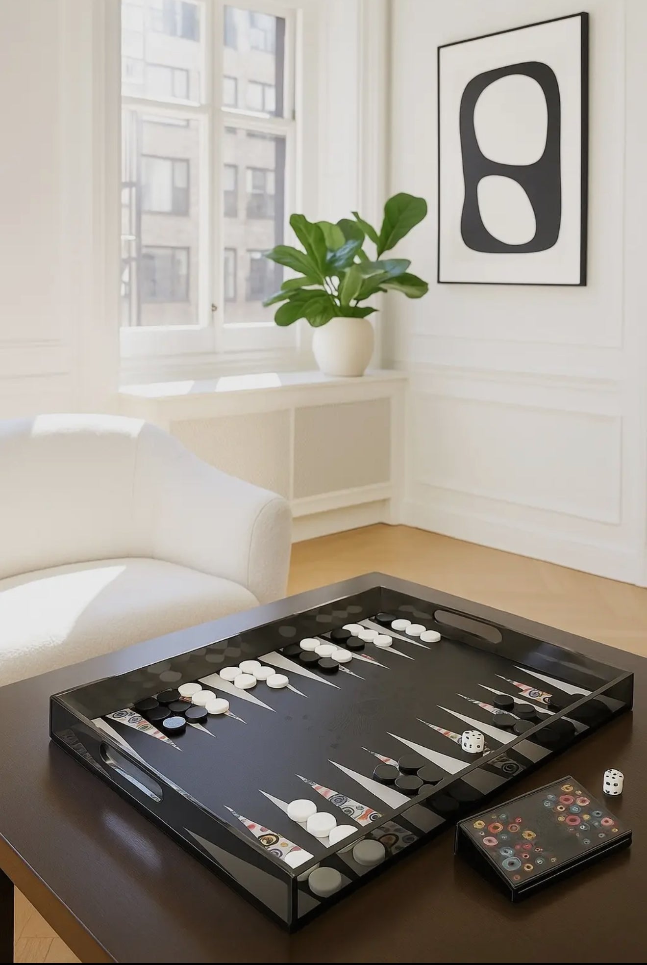 Lucite Backgammon Tray and Game - Evil Eye Design