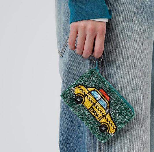 Taxi Beaded Coin Purse