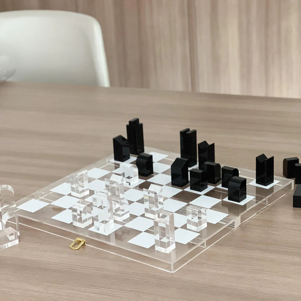 Lucite Foldable Chess Game Set