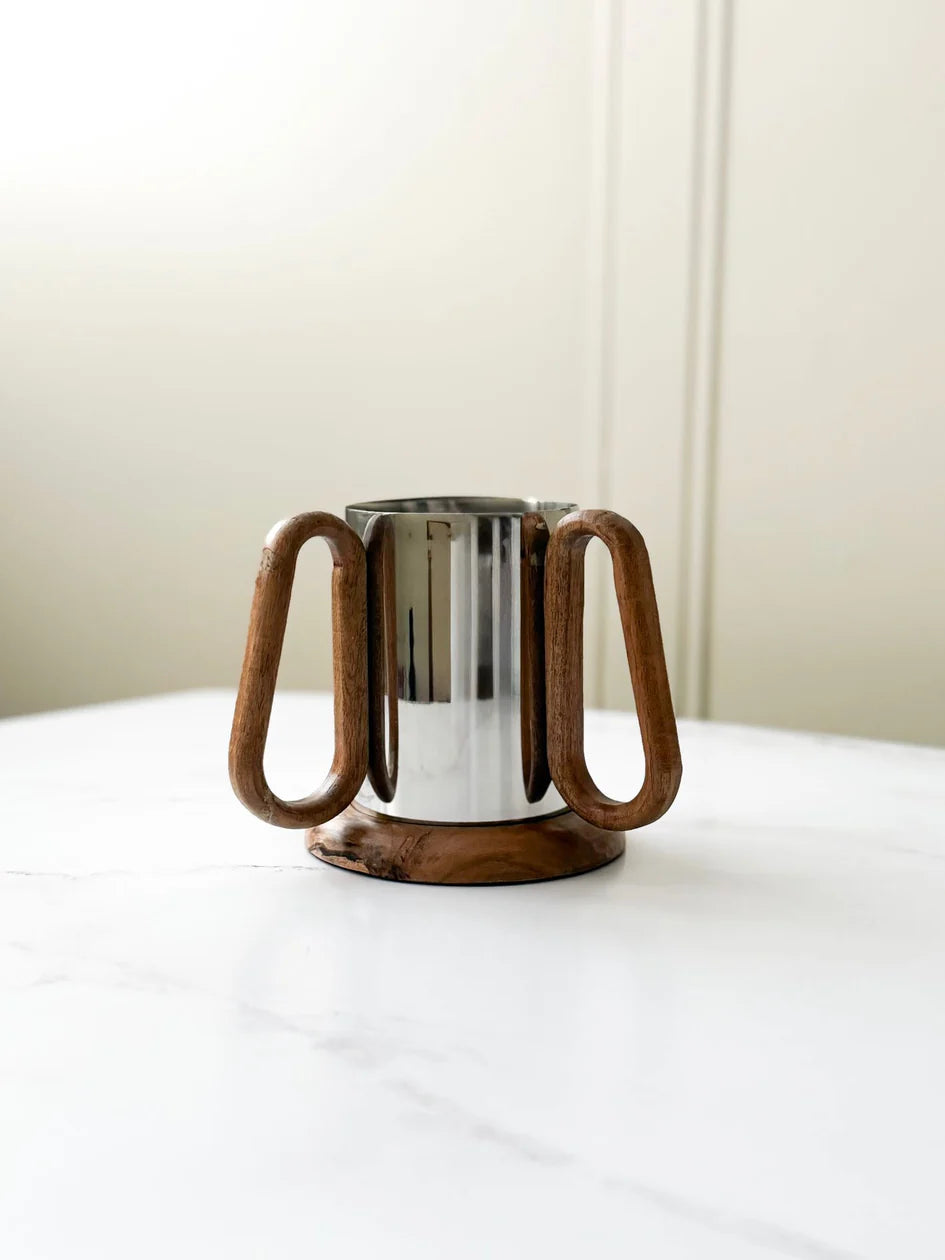 Wood & Stainless Steel Washing Cup