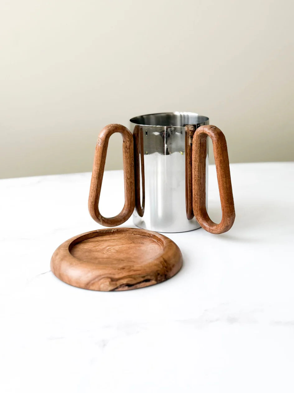 Wood & Stainless Steel Washing Cup