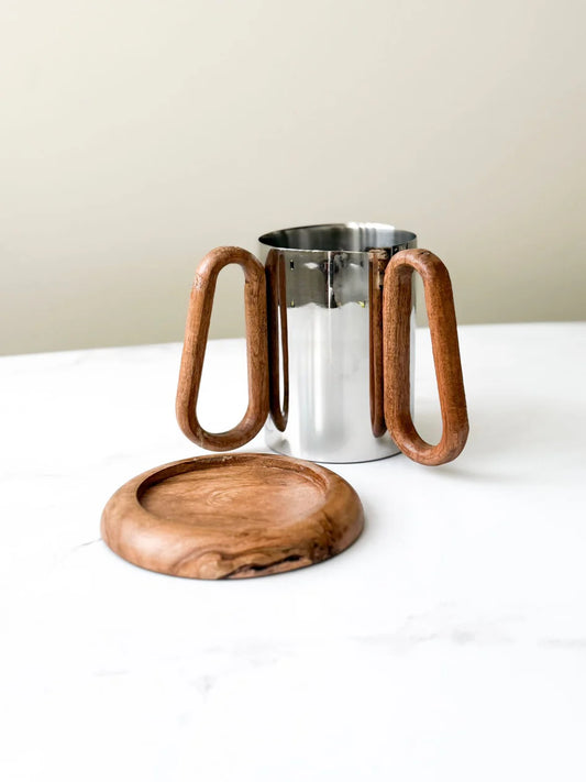 Wood & Stainless Steel Washing Cup